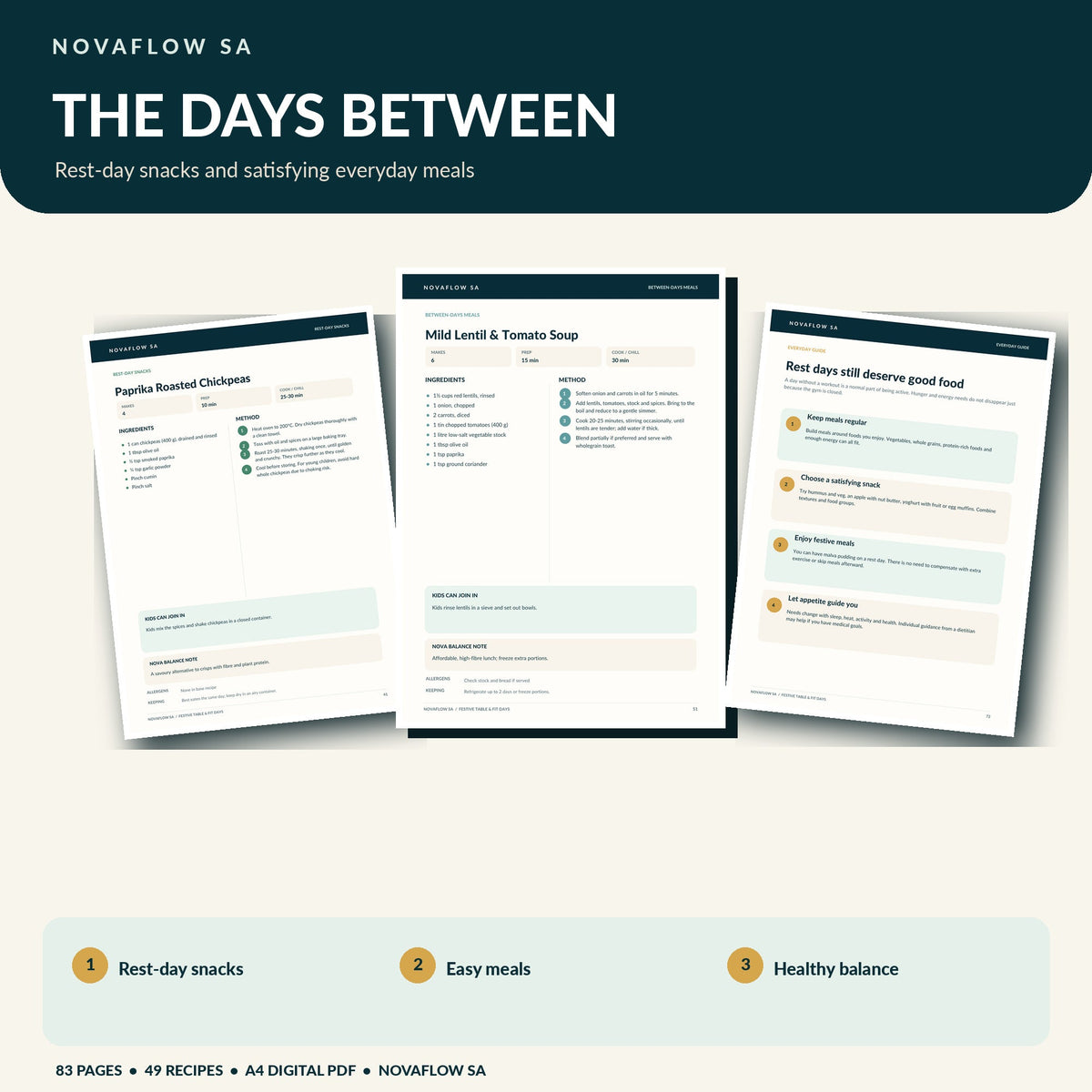 NovaFlow cookbook - rest-day snack and balanced meal sample pages