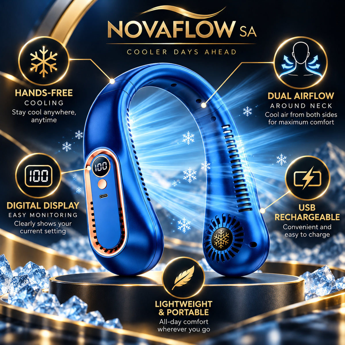 Features of the hands-free rechargeable neck fan