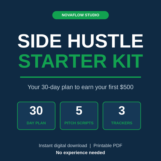 NovaFlow Side Hustle Starter Kit 30-day printable PDF cover