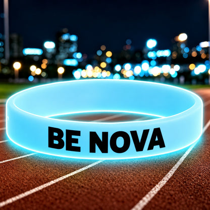 NovaFlow luminous blue wristband with BE NOVA wording