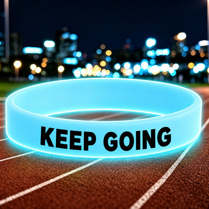 NovaFlow luminous blue wristband with KEEP GOING wording