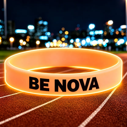 NovaFlow luminous orange wristband with BE NOVA wording