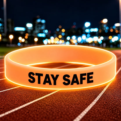 NovaFlow luminous orange wristband with STAY SAFE wording