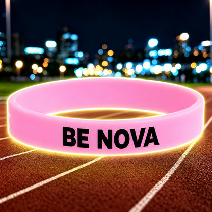 NovaFlow luminous pink wristband with BE NOVA wording