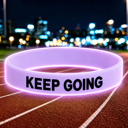 NovaFlow luminous purple wristband with KEEP GOING wording