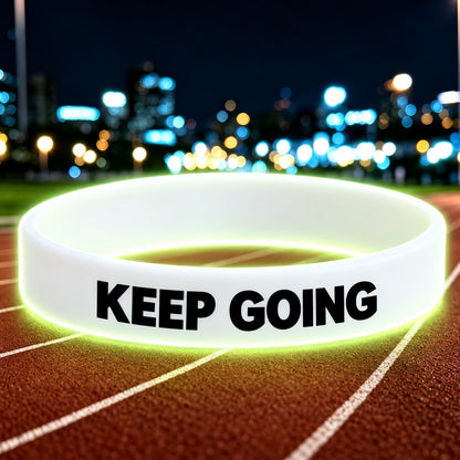 NovaFlow luminous white wristband with KEEP GOING wording