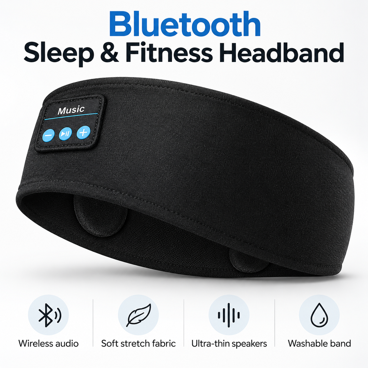 Bluetooth sleep and fitness headband on white background