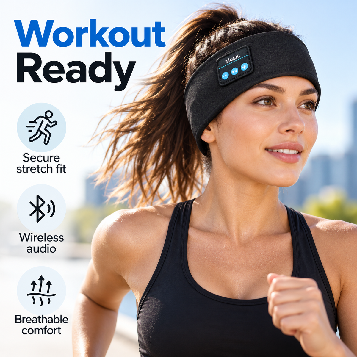 Wireless Bluetooth headband used for jogging and fitness