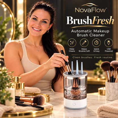 NovaFlow BrushFresh automatic makeup brush cleaner hero image