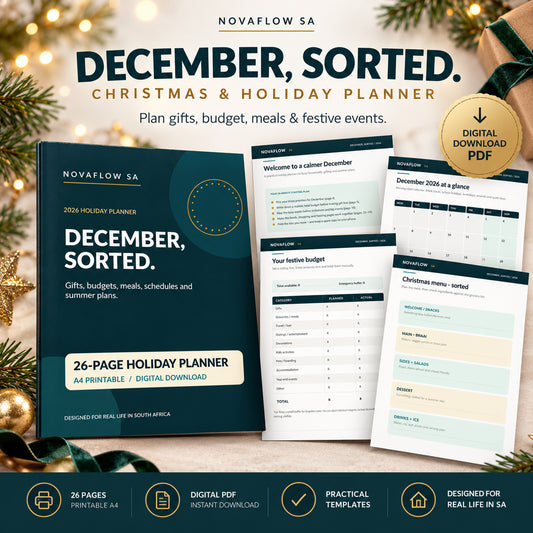 December Sorted 2026 Christmas holiday printable planner pages - NovaFlow SA