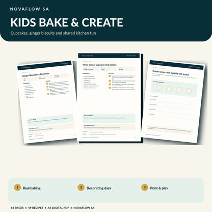 NovaFlow cookbook - kids ginger biscuits and cupcake decorating sample pages
