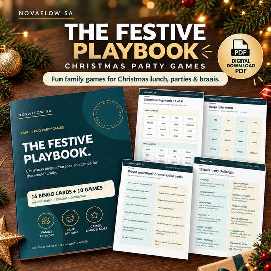 Festive Playbook printable Christmas party games PDF - NovaFlow SA