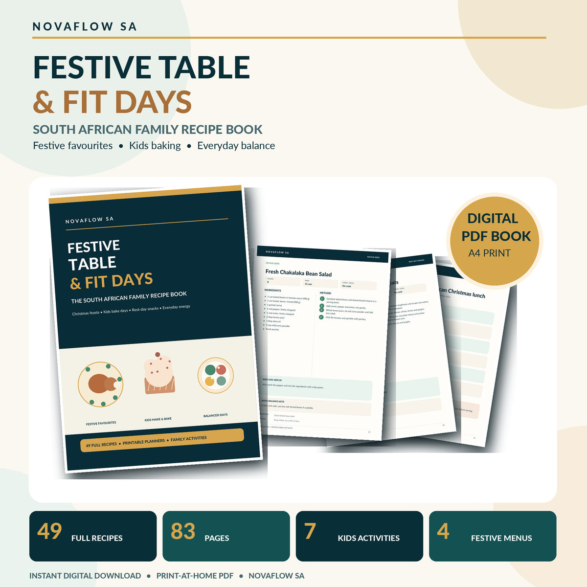 NovaFlow Festive Table & Fit Days South African family festive recipe book digital PDF