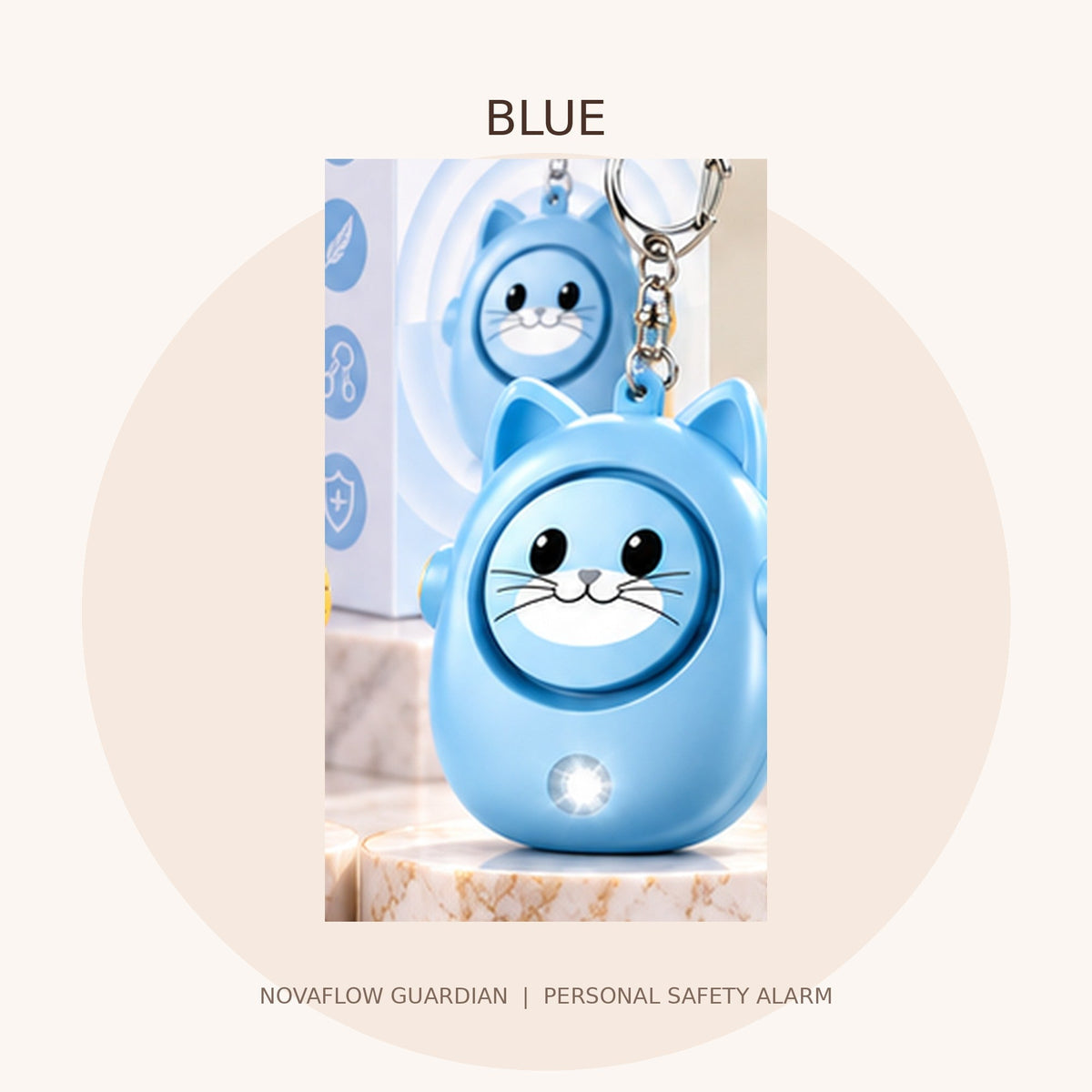 Blue NovaFlow Guardian personal safety alarm — individual colour photo