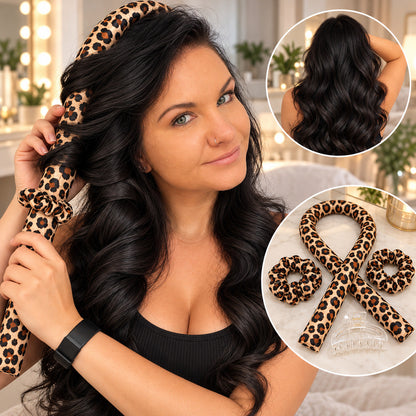 Clarissa modelling NovaFlow leopard-print heatless curling ribbon