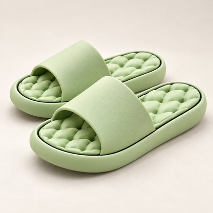 NovaFlow Recovery Slides Light Green cushioned foam pair close-up
