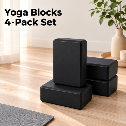 Four NovaFlow high-density EVA yoga blocks in black, set of four
