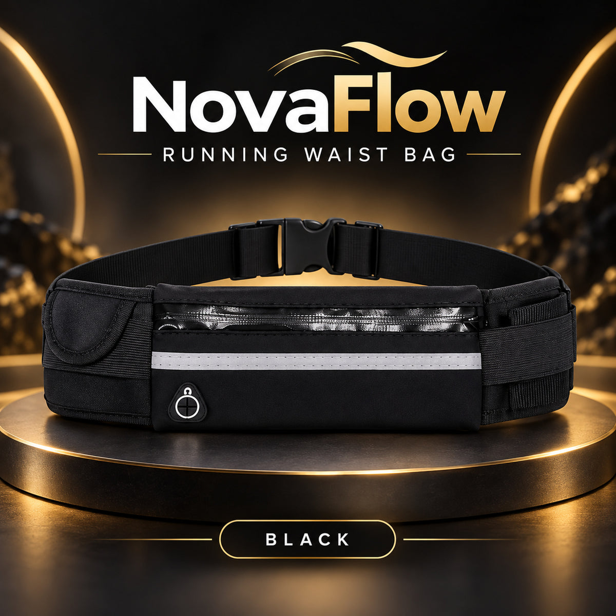 NovaFlow running waist bag in black – front view