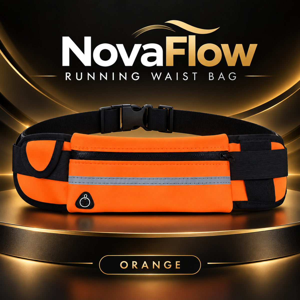 NovaFlow running waist bag in orange – front view