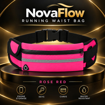 NovaFlow running waist bag in rose red – front view